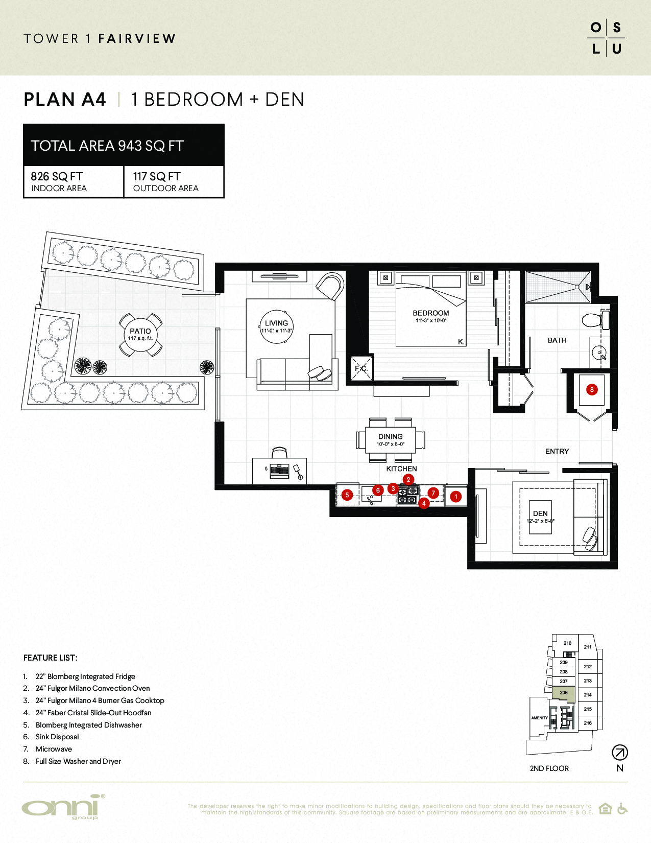 Floor plan for 1 bed, 1 bath, 826 sqft